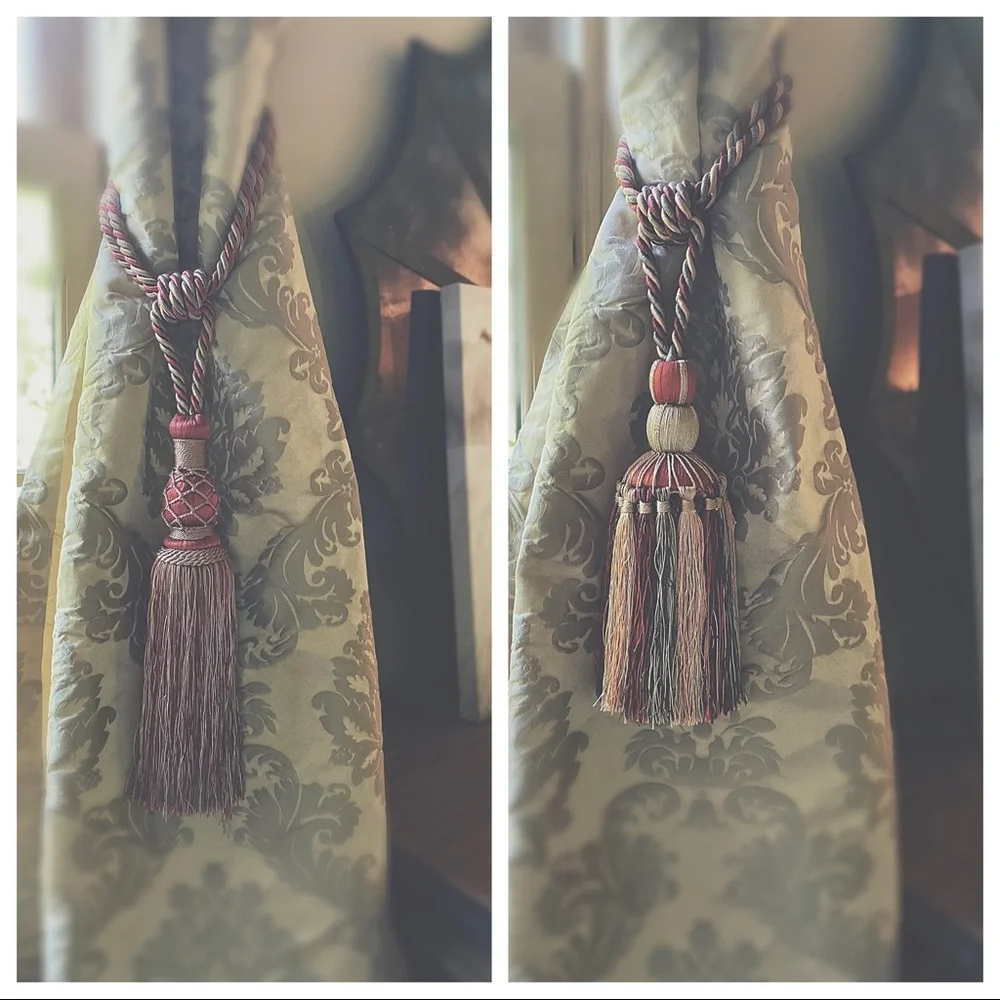 Set of 2 Ornate Chunky Decorative Tassels Furniture Ornaments Rustic Home Decor